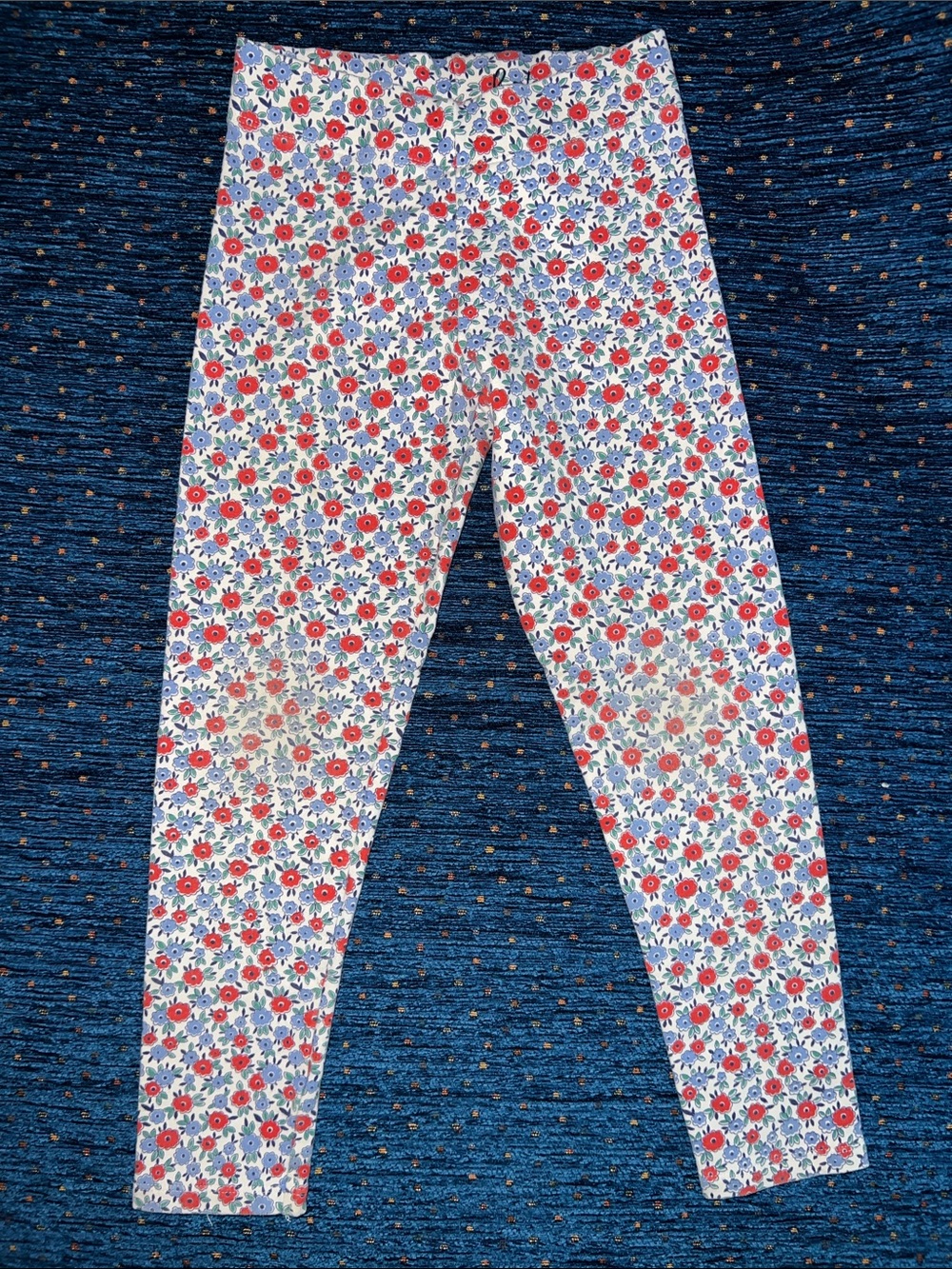 Mini Boden size 6/7 Floral Print Leggings in Red, Blue & White: thicker material